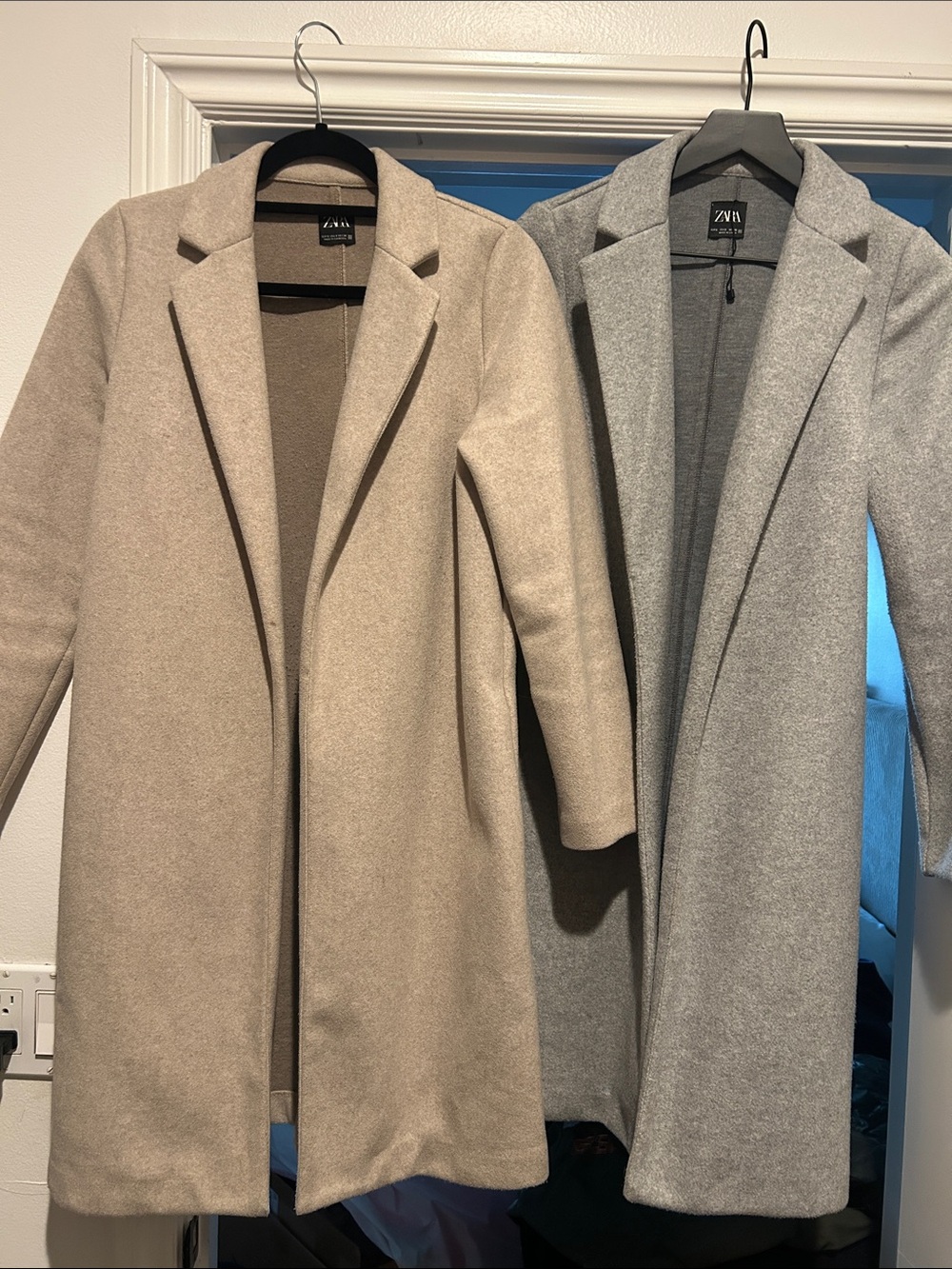 BUNDLE Zara Women's Tailored Open-Front Trench Coat in Beige and Heathered Gray